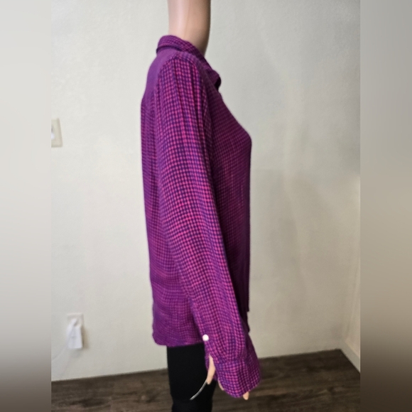 J.Crew Boy FitWomens perfect Shirt Blouse Button Down Purple Pink Plaid M Medium - Picture 5 of 8